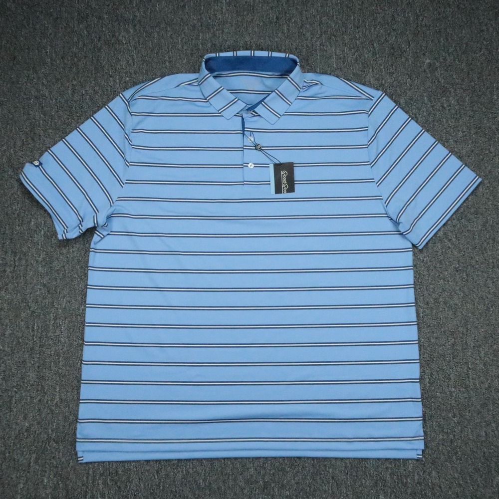 Good Good Golf Shirt Mens XXL Blue Spectator Stripe Polo Performance Stretch